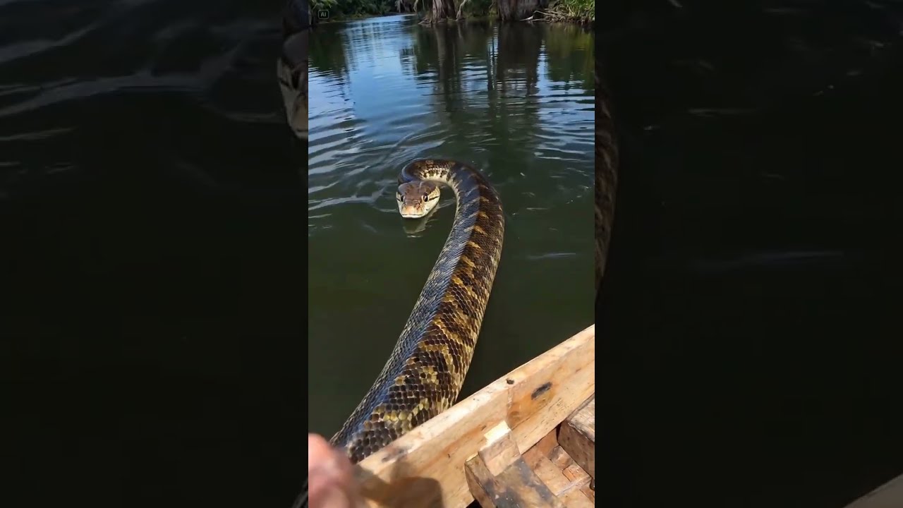 20ft Anaconda Swims Directly At Our Boat 