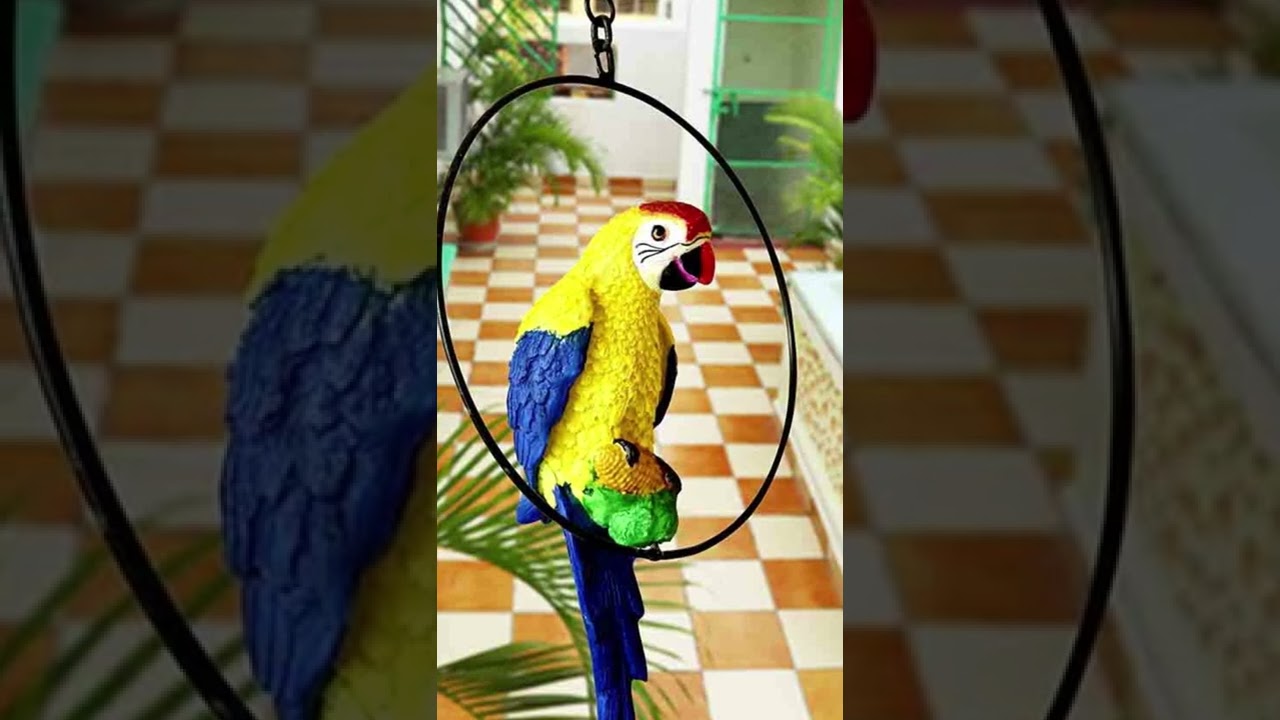 Resin Hanging Parrot on a Metallic Ring