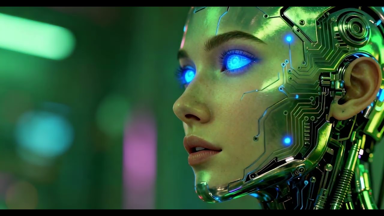 Futuristic AI Cyborg Woman | Artificial Intelligence Human Face | Sci-Fi Technology 4K