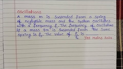 A mass m is suspended from a spring of negligible mass and the system oscillates with a frequency f1