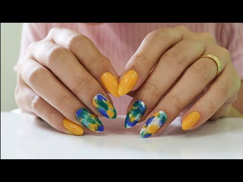 ASMR DECORANDO AS UNHAS #7 💛💚💙 TIE DYE