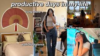 study vlog 🎒 productive days in my life, final exam prep, library studying & work life balance
