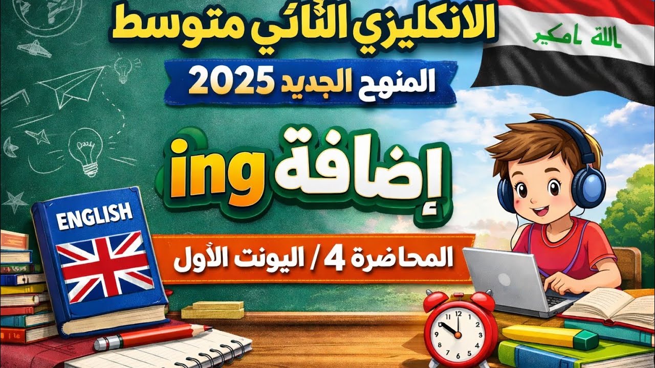 انكليزي الثاني متوسط المنهج الجديد 2025 / اضافة ing / المحاضرة 4/ اليونت الاول
