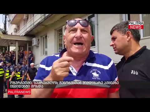 ოზურგეთში, საკრებულოს შენობასთან მიმდინარე აქციაზე ინციდენტი მოხდა
