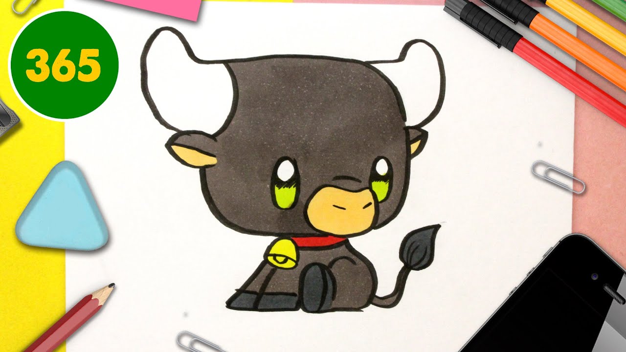 COMMENT DESSINER UN TAUREAU KAWAII - Comment dessiner des animaux