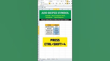 Excel For Freshers | Add Rupee Symbol in Excel #excel #viral #shorts #trending