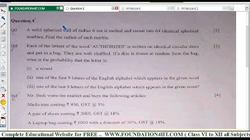 Class 10 Maths ICSE Question Paper 2020 || Q.No. 4 ||