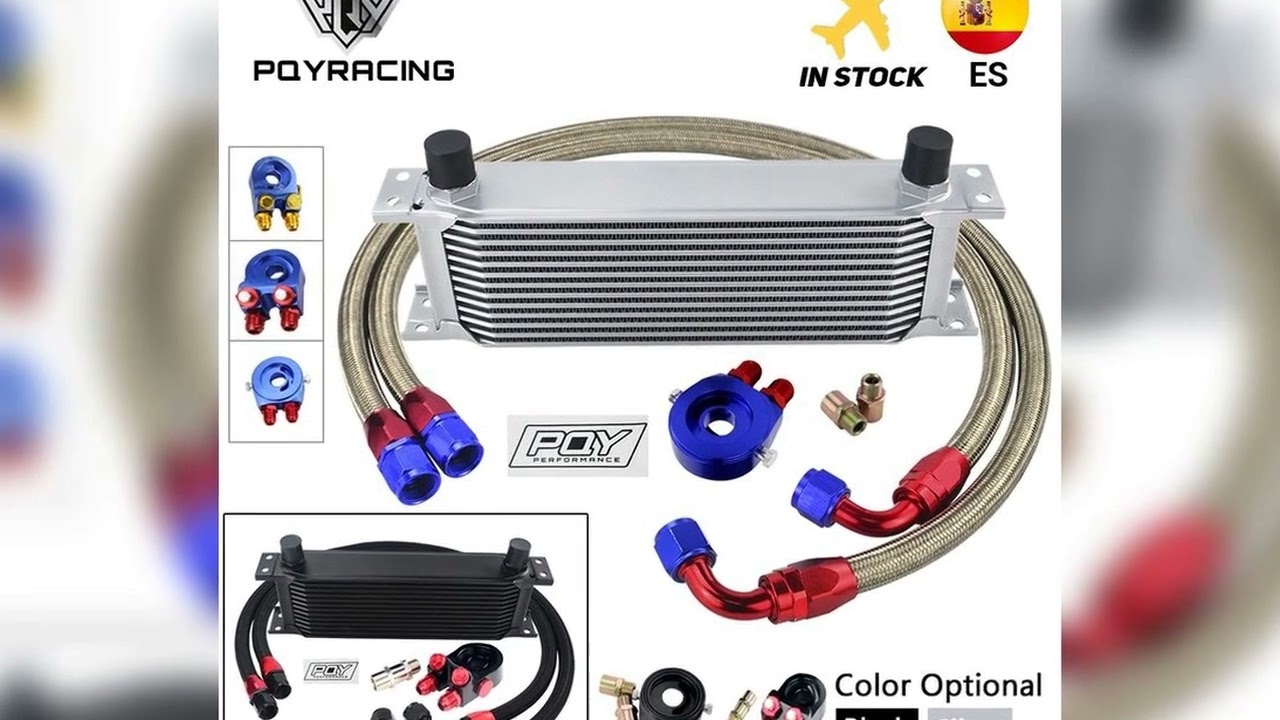 A must-have product! Universal 13 Rows Oil Cooler Kit + Oil Filter Sandwich Adapter + Nylon Stainl