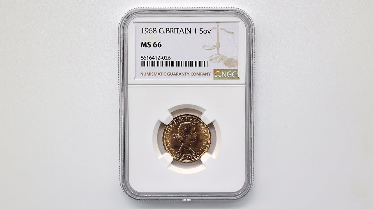 1968 英国 エリザベス2世 ソブリン 1ポンド（1ソブリン）金貨 NGC MS