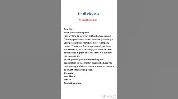 Resignation email | sample mail #emailetiquette