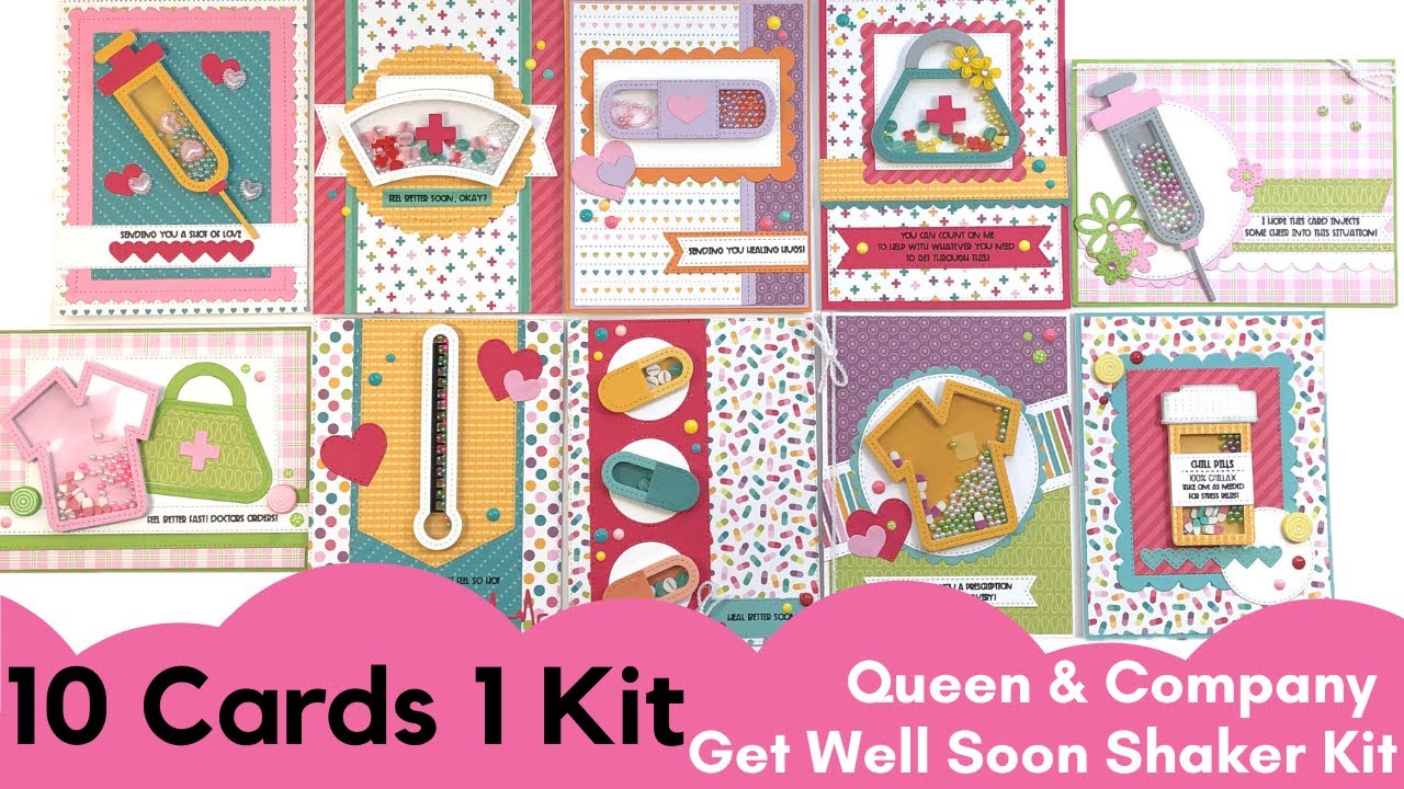 10 Cards 1 Kit | Queen &amp; Co | Get Well Soon Shaker Kit - YouTube