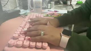 ASMR typing with long nails on pink keyboard screenshot 3