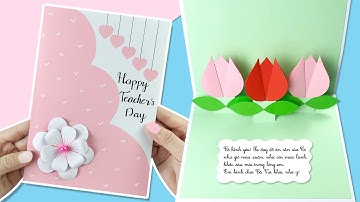 Cách Làm Thiệp 20/11 Bằng Giấy A4 Đơn Giản | Thiệp Hoa 20/11 3D Pop Up | Teachers Day Card Handmade