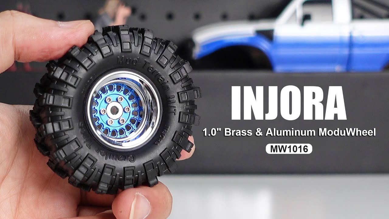 INJORA 1.0 Plus Brass Beadlock Wheel Rims and 1.0 S5 Swamp Claw Mud Terrain Tires INJORA 1.0 Plus Brass Beadlock Wheel Rims and 1.0 S5 Swamp Claw Mud Terrain Tires