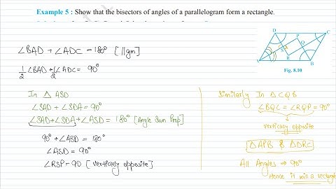 Show that the bisectors of angles of a parallelogram form a rectangle|Class 9|Chapter 8|Quadrilaters