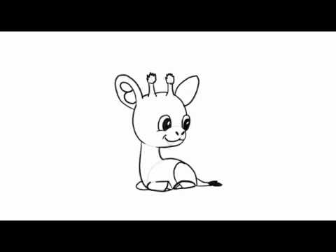 How to Draw Simple Cute Animals in Chibi Style: Giraffe - YouTube
