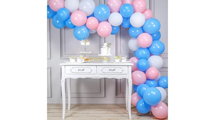 PartyWoo Blue Pink Balloons, 100pcs 10 in Baby Blue Balloons for Gender Reveal | PARTY WOO
