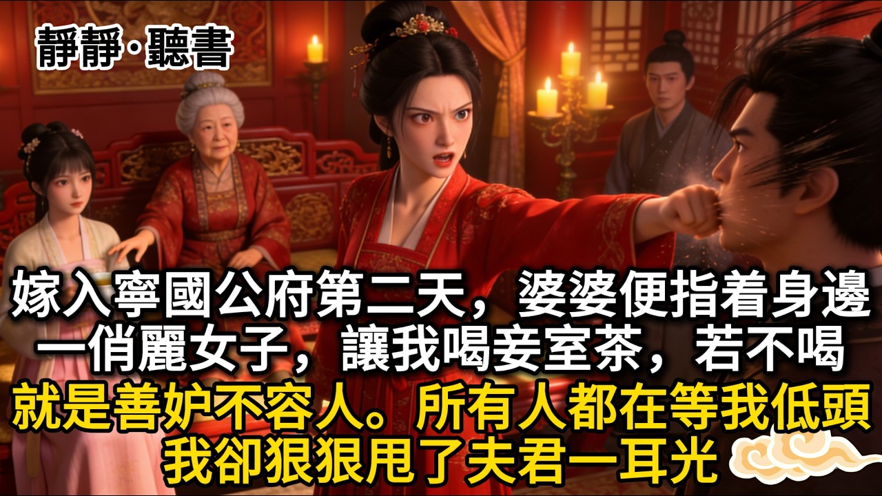 嫁入寧國公府第二天，婆婆便指着身邊一俏麗女子，讓我喝妾室茶，若不喝就是善妒不容人。所有人都在等我低頭，我卻狠狠甩了夫君一耳光...#古言 #古风