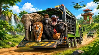🚛 Wild Animal Transport Simulator | Carrying Elephant, Tiger, Gorilla, Buffalo & Hippo Gameplay