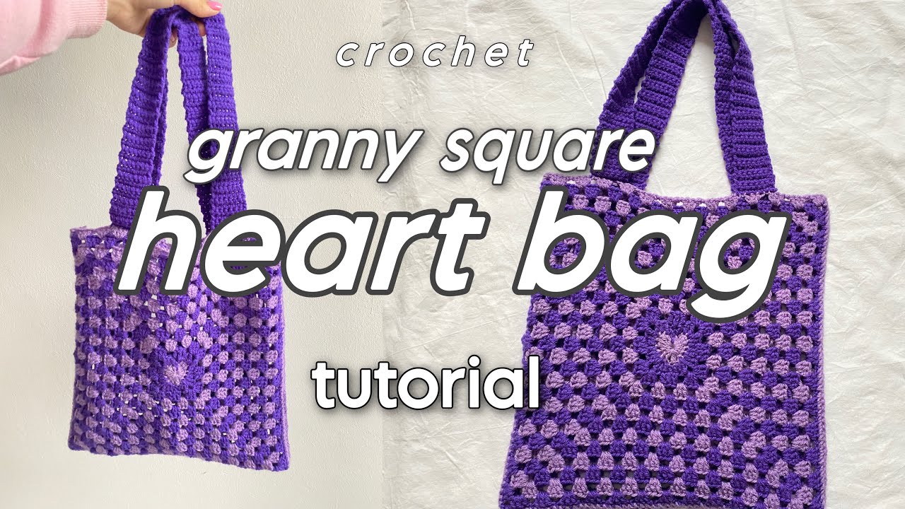 ♥️How To Crochet Heart Granny Squares Tote Bag