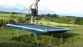 Trampoline frontflip 180 fall failed attempt