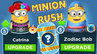 Minion Rush Zodiac Bob and Catrina Upgrade Costumes Agent Prize Pod Rewards Claim funny minions game