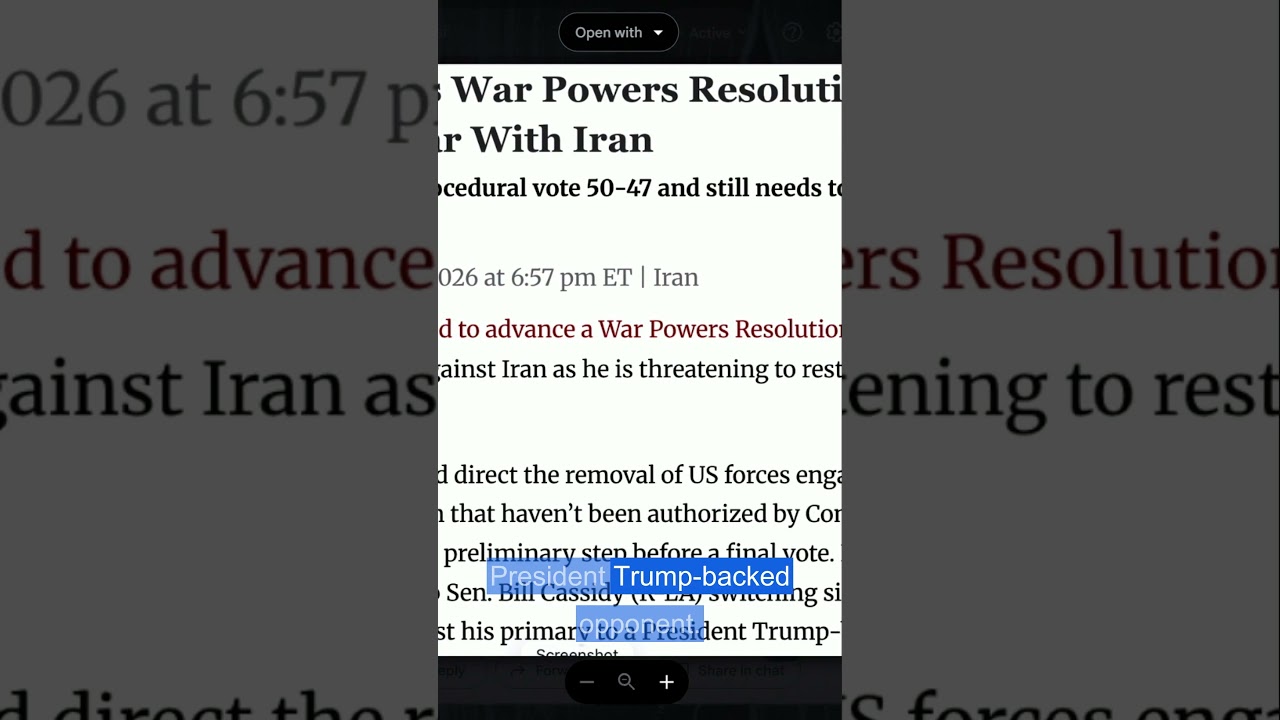 Senate advances War Powers resolution to limit war with Iran