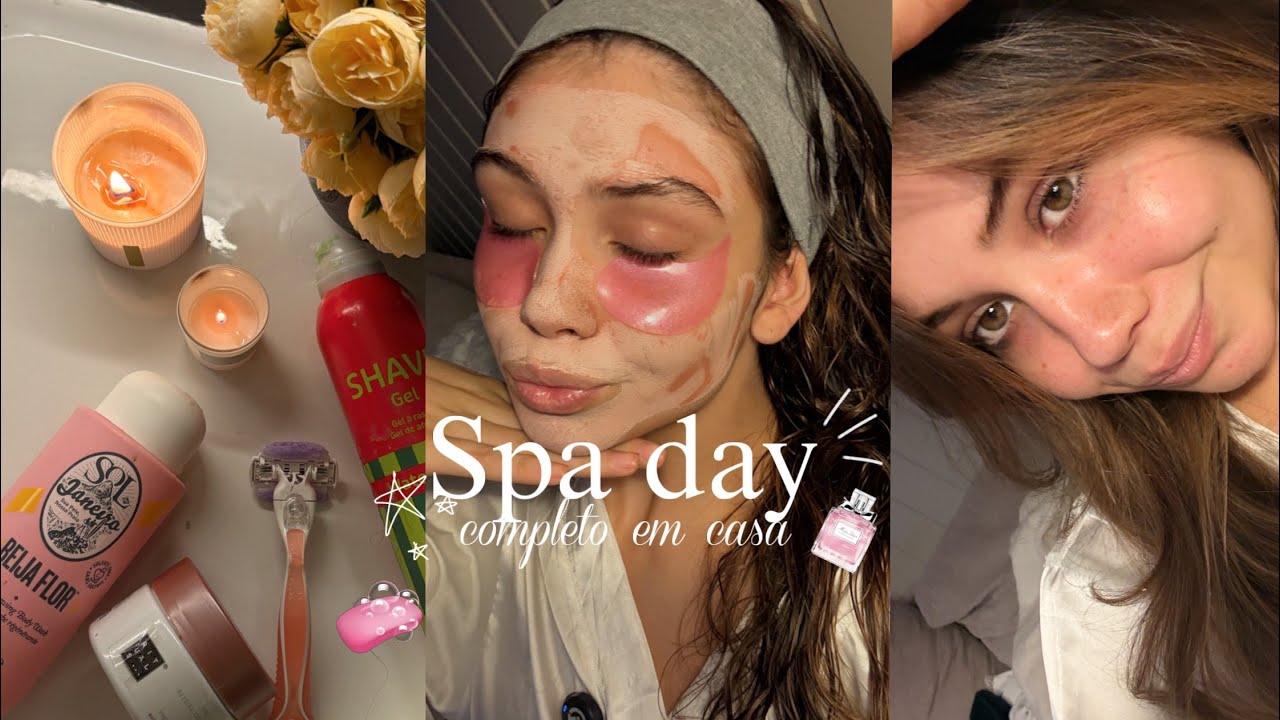 SPA DAY COMPLETO em casa 🤍✨🧖🏼‍♀️ unhas,skincare,sombrancelha, cabelo e autobronzeamento 💅🏻