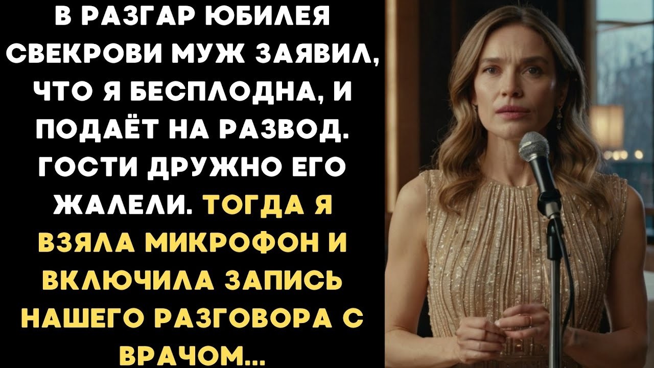 В разгар юбилея свекрови муж заявил, что я бесплодна, но я включила запись разговора с врачом