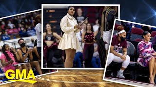 Texas A&M coach Sydney Carter defends her courtside style l GMA