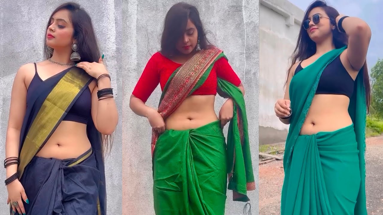 Geeta Bhosale Drapes Silk Black Saree and Plain Green Saree with Matching Sleeveless Blouse Looks