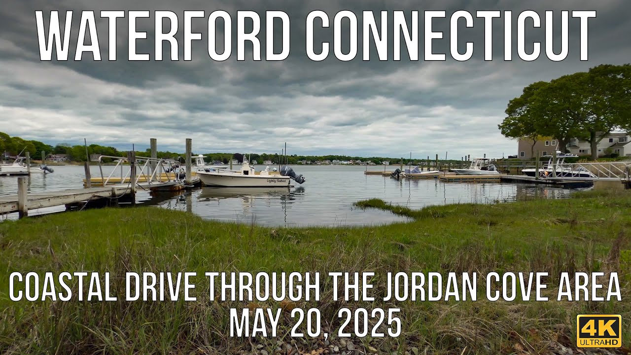 Scenic Drive Through Jordan Cove & Pleasure Beach Area | Waterford, Connecticut | 4K