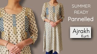 👌SOBER Panalled Kurti Design Very easy to sew || kurti cutting and stitching