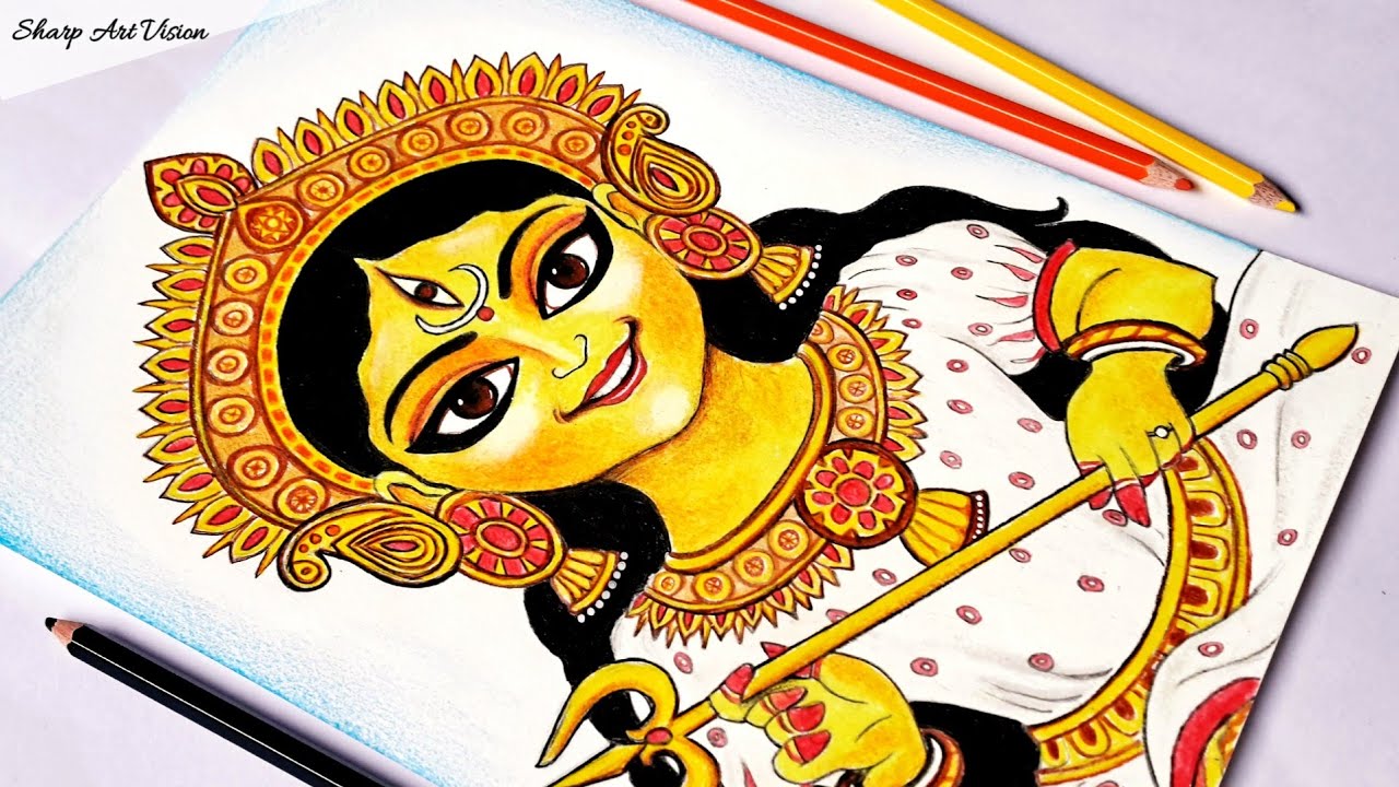 Maa Durga Drawing by Mohit Sikotra - Pixels-saigonsouth.com.vn