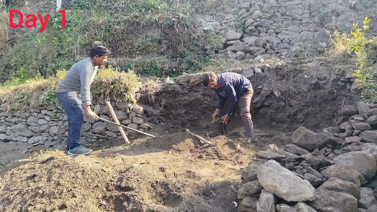 मेरे गांव धनोली मैं हमारे आगन के पुनर्निर्माण का काम,Part-1 #dhanoli #dhanoli malli , 