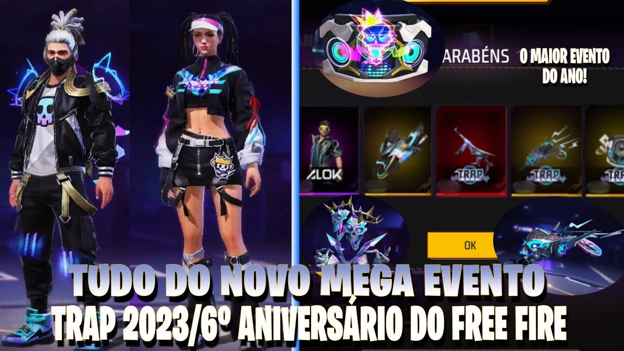 TUDO DO NOVO MEGA EVENTO TRAP 2023(TRAP 2.0)/ 6º ANIVERSÁRIO DO FREE FIRE!  O MAIOR EVENTO DO ANO!! 