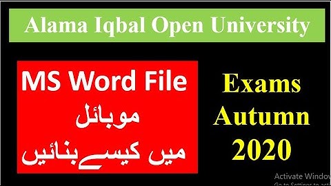 How to create MS Word File in Mobile | Do your paper from your mobile | Aiou Autumn 2020 online Exam