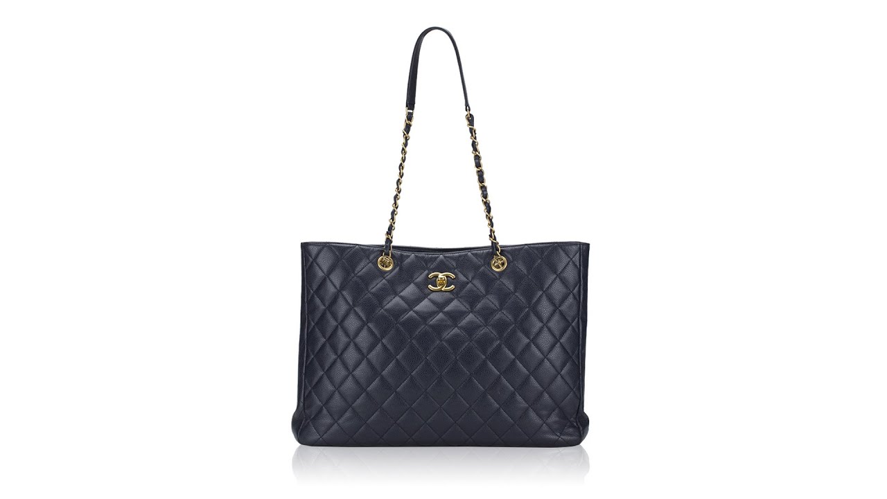 ViaAnabel - This chic and durable Chanel Black Caviar Leather Grand  Shopping Tote Bag will be your new favorite bag. It is made of beautiful  quilted caviar leather with a bold CC