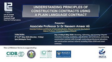 8 May 2020 - Understanding Principles of Construction Contracts Using A Plain Language Contract