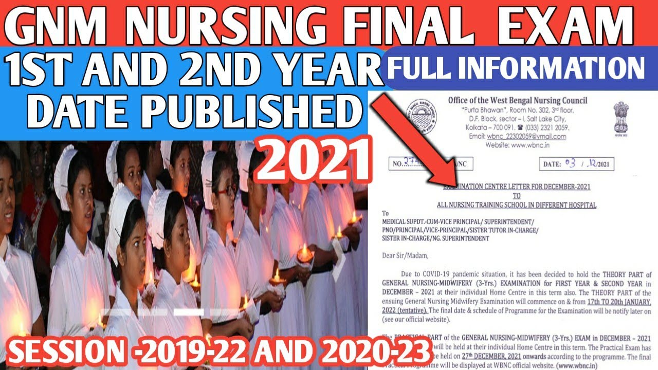 GNM 1st and 2nd year Final exam Official Date published 2021 || Gnm nursing exam || Gnm exam updates