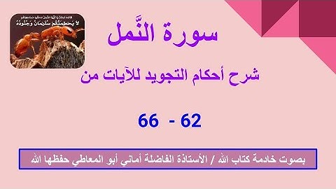 سورة النمل : شرح أحكام التجويد للآيات  من 62 الى 66