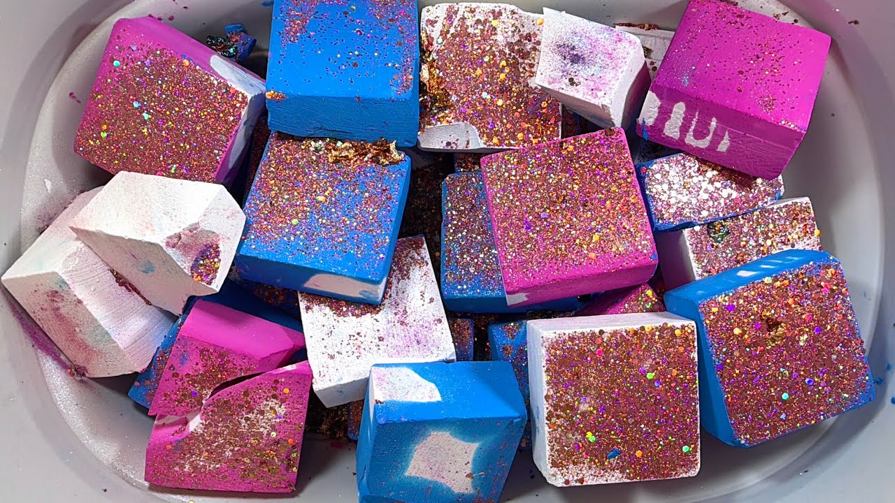【Speed up】ASMR / Printer Ink Dyed Crunchy Chalk with Glitter