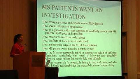 Kirsty Duncan Lecture Part 3 - Hubbard Foundation 2011 CCSVI Conference