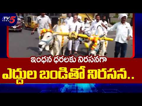 SUDA Chairman Leads Bullock Cart Protest Over Fuel Prices In Karimnagar | TV5 News - TV5NEWS