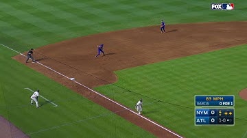 NYM@ATL: Flores begins 5-4-3 double play to end 4th