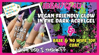 Vegan Friendly & Hema Free Polygel|IBEAUTY4U Glow in the dark polygel swatch demo|Polygel nails