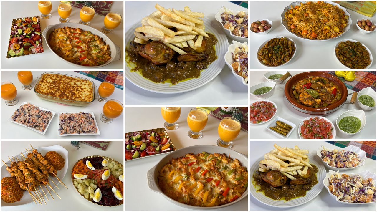 جدول أسبوع كامل/6وجبات غذاء أوعشاء متنوعةواقتصاديةمن الاتنين الى السبت  باش تنوعي طبيلتك بلاماتعبي