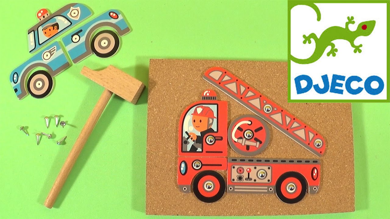 Развивающие машинки Джеко (Djeco) - игровой набор аппликация - YouTube