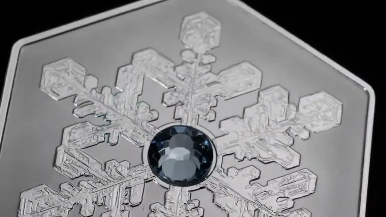 SNOWFLAKE Hexagon 2024 CANADA 1oz .9999 Pure Silver Proof $20 Coin with Crystal