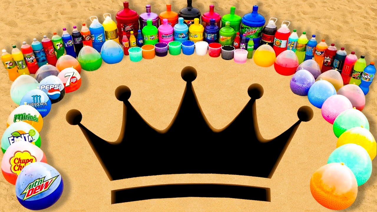 Experiment: Giant CROWN Eruption from Rainbow Orbeez, Balloons Fanta, Mtn Dew & Coca Cola vs Mentos